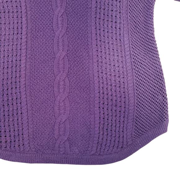 Torrid Lurex Pointell Wool Metallic Purple Cable Knit Tunic Sweater 2XL 18/20 - Picture 9 of 13